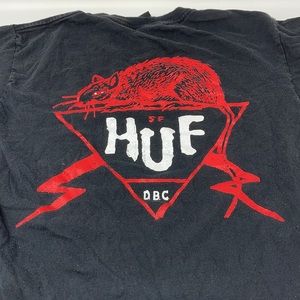 HUF SF Red Rat Graphic T-Shirt Black Red Size S